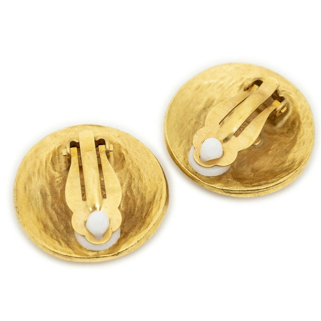 Chanel CC Logo Round Clip Type Earrings Gold Plated — view 2