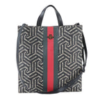 Gucci GG Carre Ido Sherry Line Leather 2-Way Tote Crossbody Shoulder