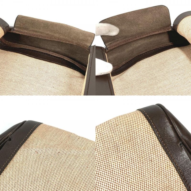 Hermes Clutch Bag Equi Leather Canvas Beige — view 9
