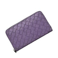 Bottega Veneta Zip Around Wallet Lavender Purple Intrecciato Leather
