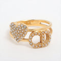 Christian Dior Clair D Lune CD Heart Ring L GP And Faux Pearl