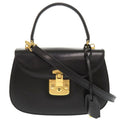 Gucci Lady Lock Leather Black Gold Hardware 000 46 0210 2-Way Handbag 0066