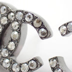 Chanel Coco Mark Earrings F19 V Rhinestone Metal Gunmetal Box — view 8