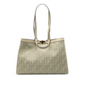 Fendi Zucca Ext Tote Shoulder Bag Green Tea Canvas Leather