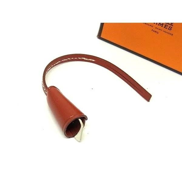 Hermes Mini Clochette Leather Silver Bag Charm Key Holder Brown