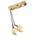 Chanel Pearl Logo Gold Plated Brooch — view 2