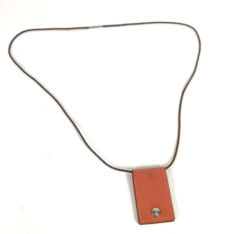 Hermes Necklace Photo Case Pendant Leather Pink — view 3