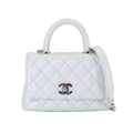Chanel Coco Handle Xxs Quilted 2-Way Bag Caviar Leather Metallic Blue