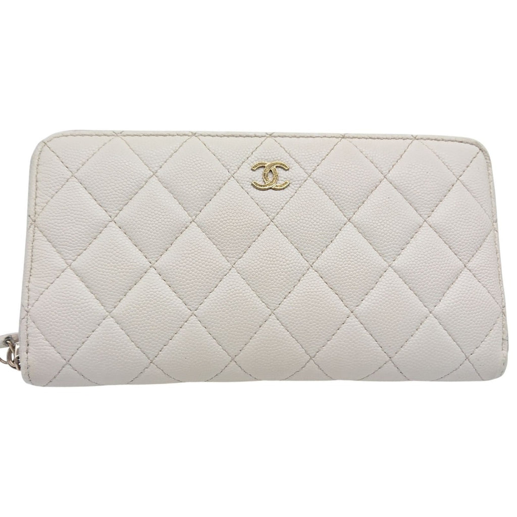 Chanel Zip Around Quilted Caviar Leather White — view 2