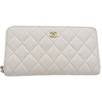 Chanel Zip Around Quilted Caviar Leather White — view 2