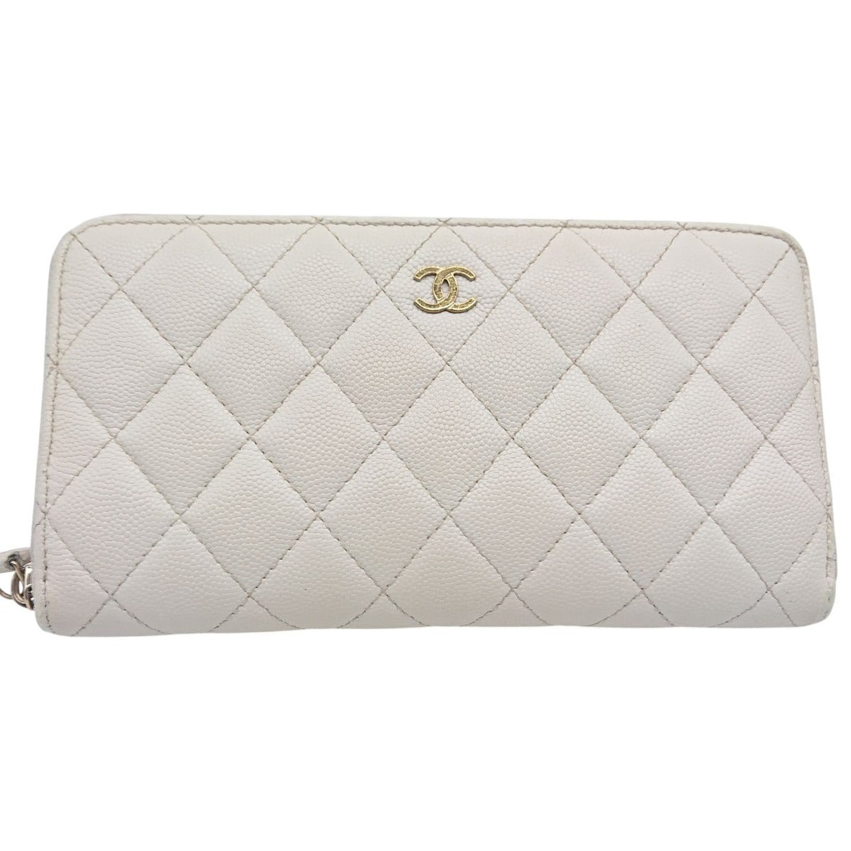 Chanel Zip Around Quilted Caviar Leather White — view 2