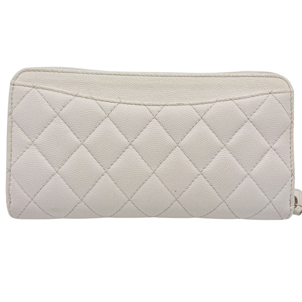Chanel Zip Around Quilted Caviar Leather White — view 3
