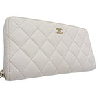 Chanel Zip Around Quilted Caviar Leather White