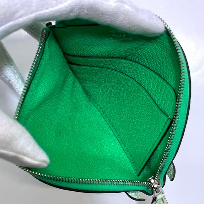 Hermes Coin Case Green Mint Purse Leather Chevre — view 3