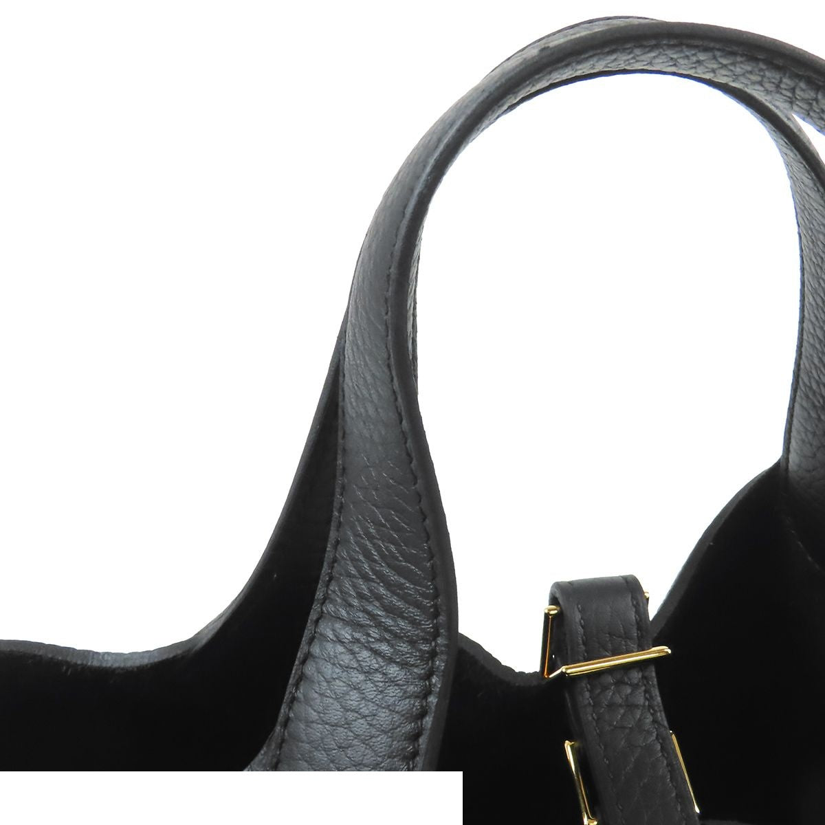 Hermes Picotin Lock PM Noir Black Gold Taurillon Handbag — view 8