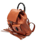 Gucci Bamboo Backpack Tassel Orange Grain Calfskin Leather — view 2