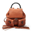 Gucci Bamboo Backpack Tassel Orange Grain Calfskin Leather