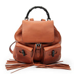Gucci Bamboo Backpack Tassel Orange Grain Calfskin Leather