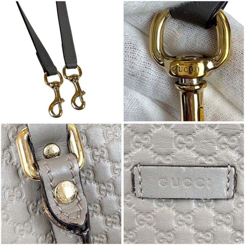 Gucci Micro Shimmer Leather Mini Tote Bag 2-Way Light Gray — view 8