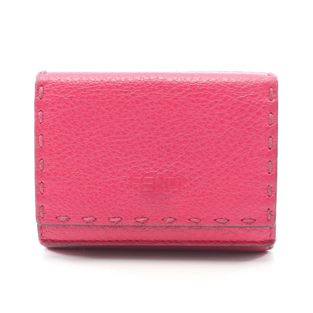 Fendi Trifold Wallet Selleria Pink Purple Leather