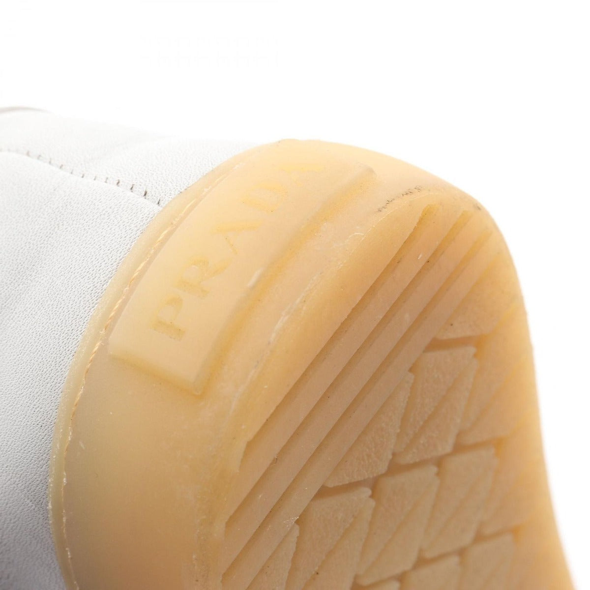 Prada Sneakers Triangle Logo Distressed Processing White Leather — view 9