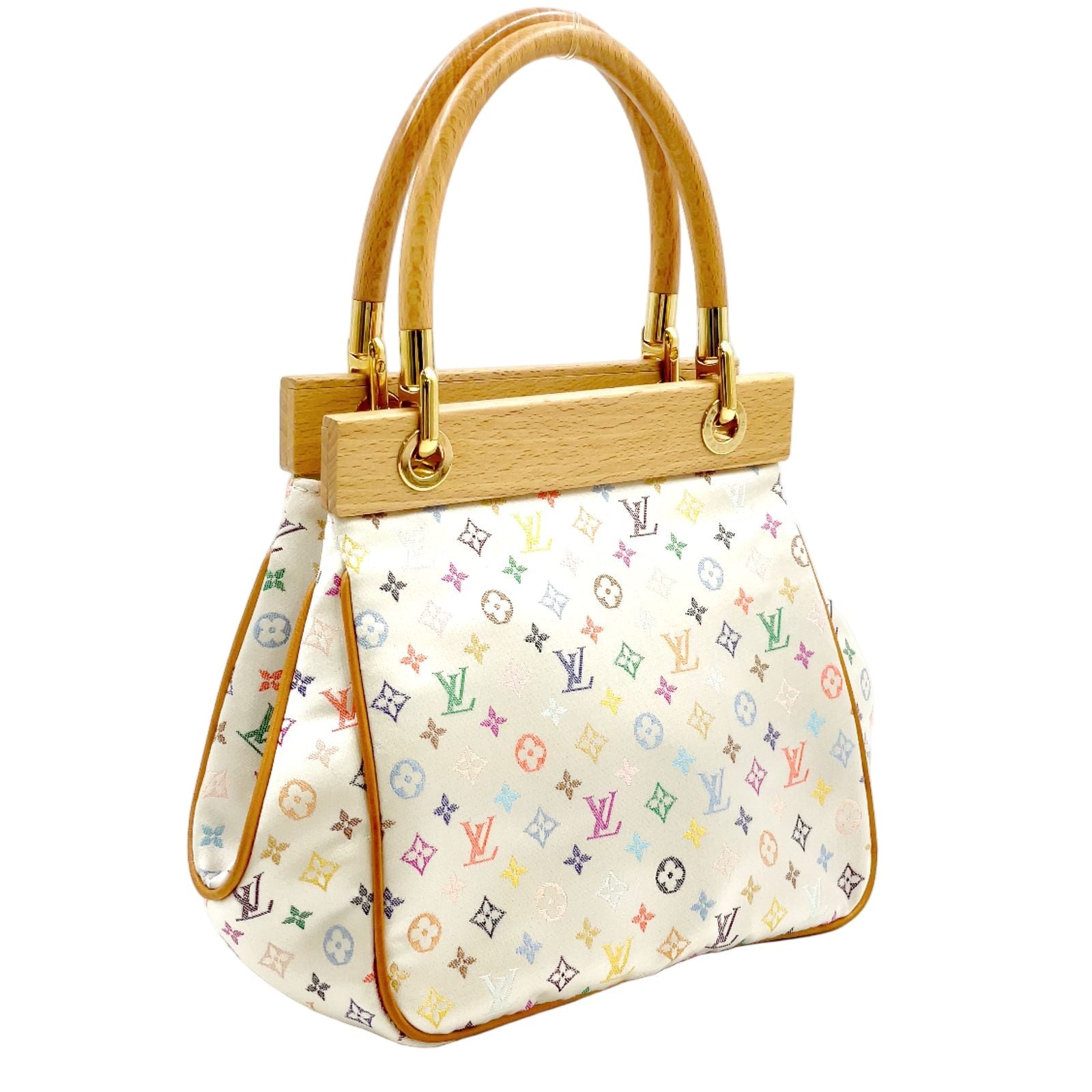 Louis Vuitton Satin Abelia Monogram Multicolor Leather Wood White Light Brown — view 2