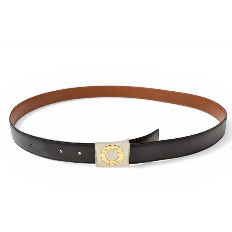 Celine Belt Reversible Leather Black Brown — view 2
