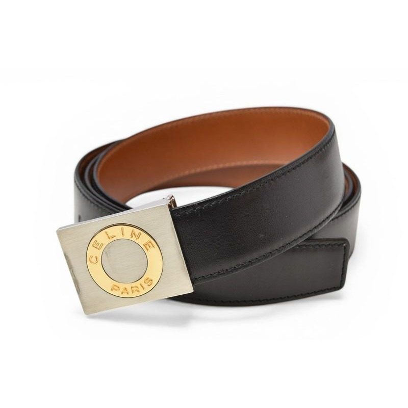 Celine Belt Reversible Leather Black Brown