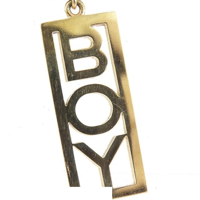 Chanel Earrings Gold Metal CC Logo Boy Plate — view 5