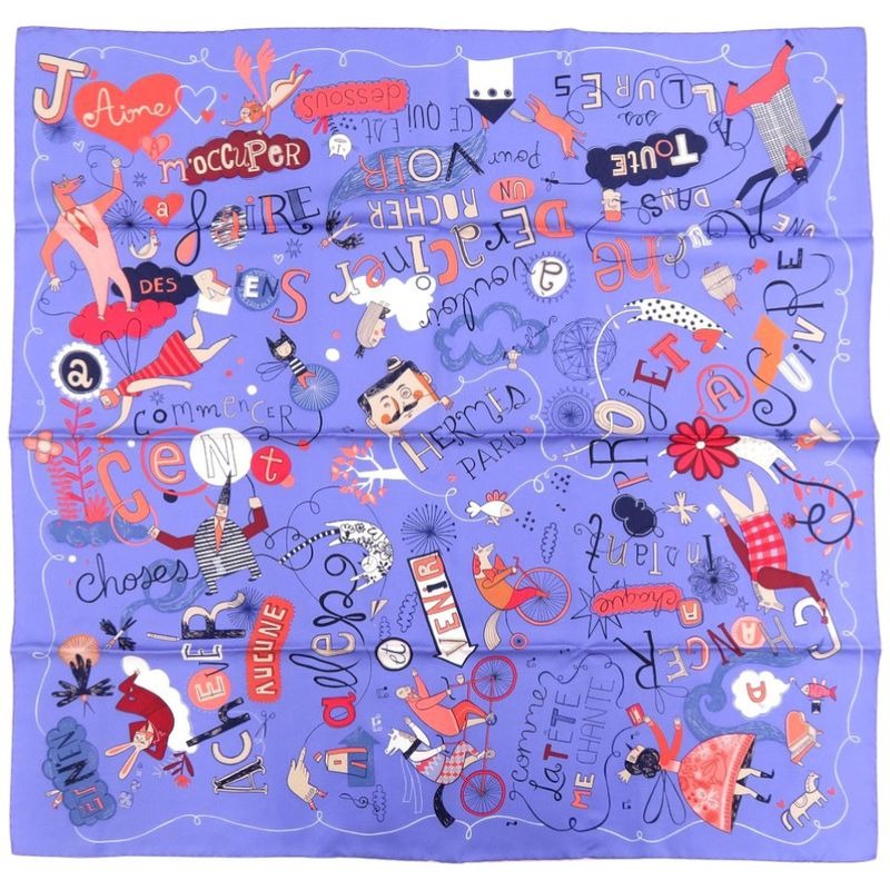 Hermes Carre 90 les Confess Ions Silk Multicolor Scarf 0262