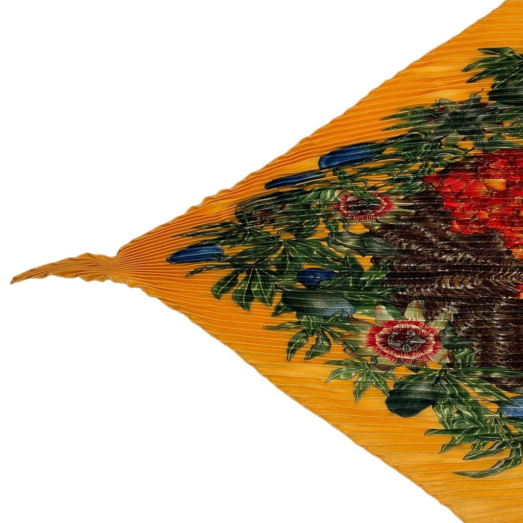 Hermes Scarf Pleats Silk Carre 90 Passiflores Passion Flower Yellow — view 2