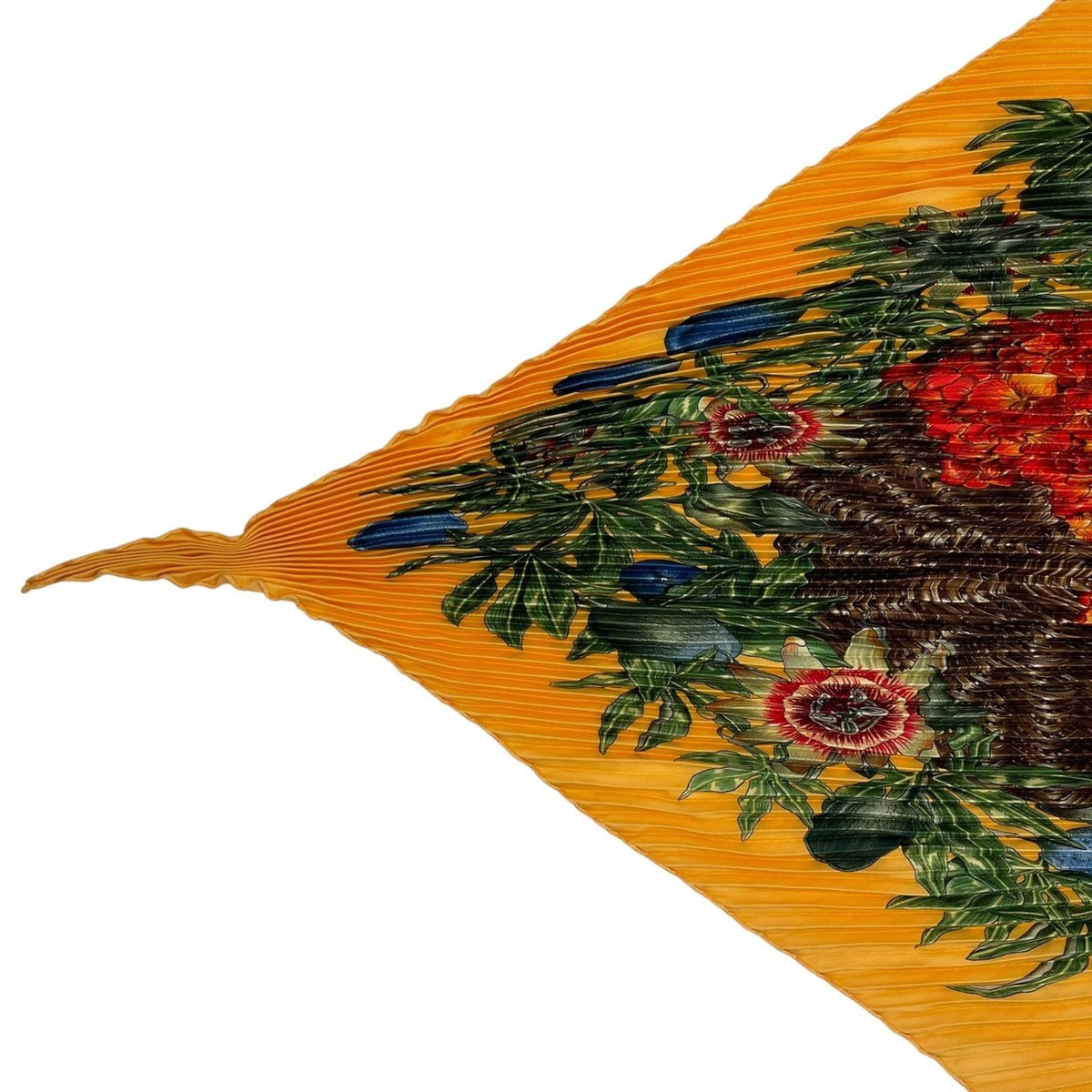 Hermes Scarf Pleats Silk Carre 90 Passiflores Passion Flower Yellow — view 2