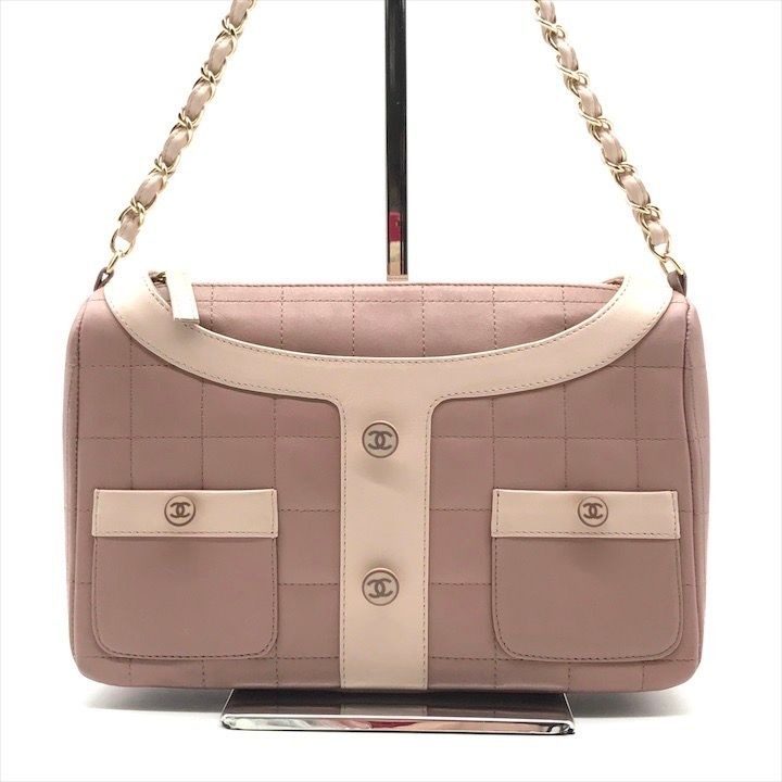 Chanel CC Logo Lambskin Diana Girl Chain Shoulder Bag Pink Beige