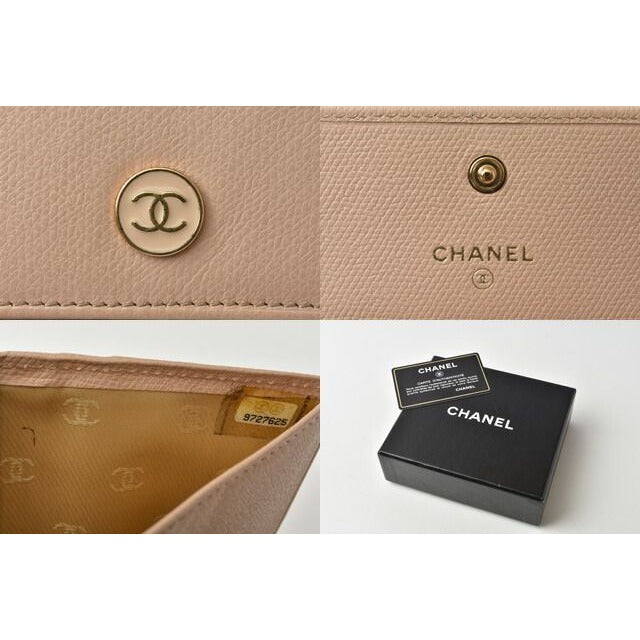 Chanel Foldable Wallet Double Hook Coco Mark Beige — view 7
