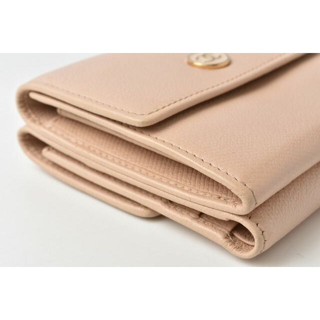 Chanel Foldable Wallet Double Hook Coco Mark Beige — view 9