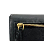 Prada Saffiano Triang Leather Triangle Logo Bifold Wallet Qhh Black — view 7