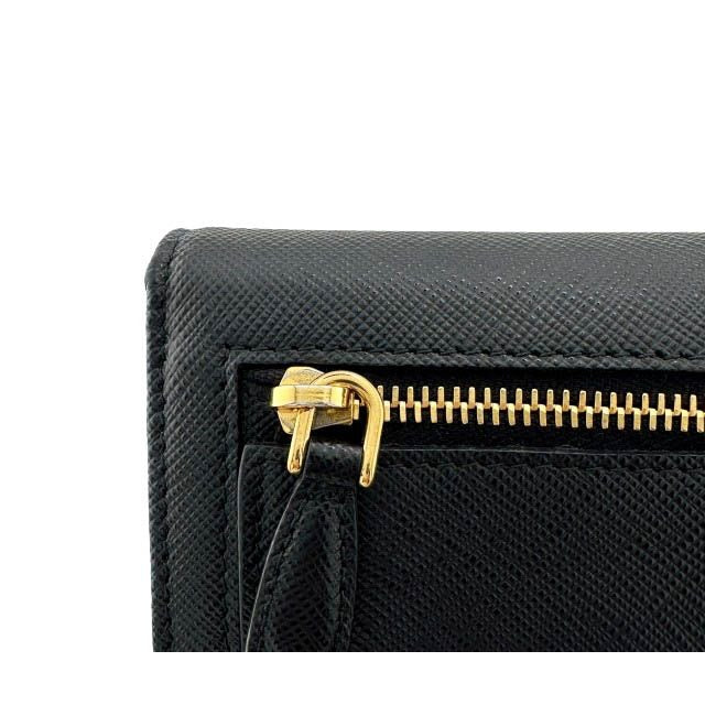 Prada Saffiano Triang Leather Triangle Logo Bifold Wallet Qhh Black — view 7