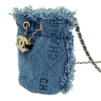 Chanel Ap2603 Denim Quilted Mini Bucket Chain Shoulder Bag — view 3