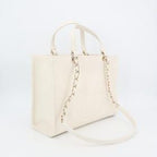 Chanel Small Zip Shop 2-Way White As3129 Tote Bag