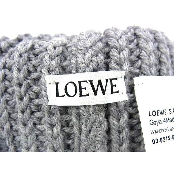 Loewe Anagram Wool Knit Hat Beanie Hat Gray — view 4
