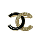 Chanel Brooch Corsage Gold Black Coco Mark — view 2