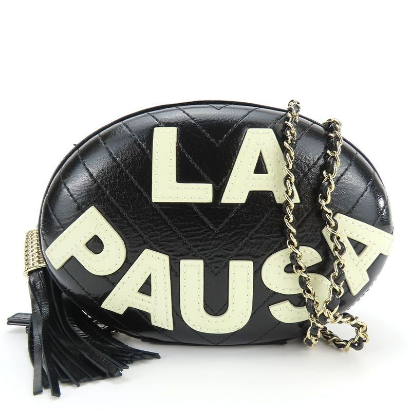 Chanel Shoulder Bag La Pausa Leather Black Gold Hardware V Stitching 26 th Chain