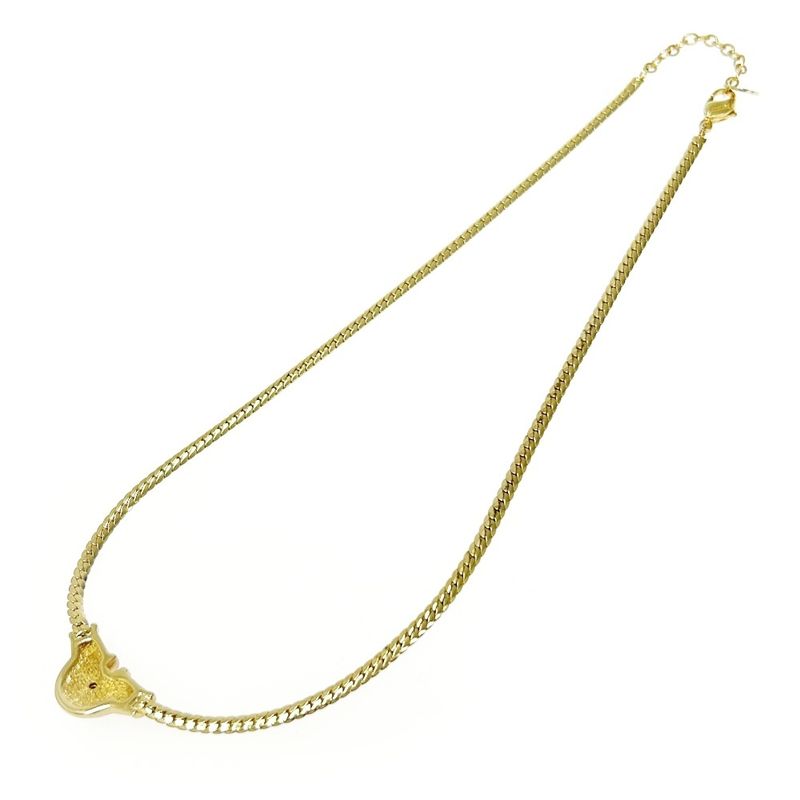 Christian Dior GP Rhinestone Colored Stone CD Logo Necklace Gold Blue — view 4