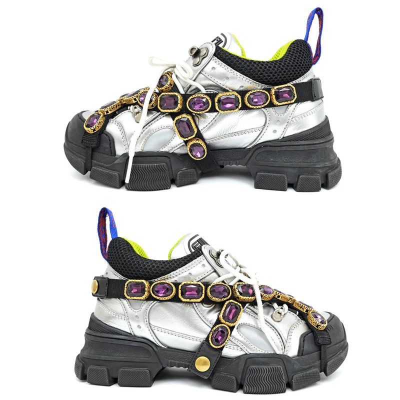 Gucci Flash Trek Bijou Sneakers Removable Silver — view 3