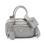 Prada Handbag Gray Leather Triangle Logo 2-Way — view 2
