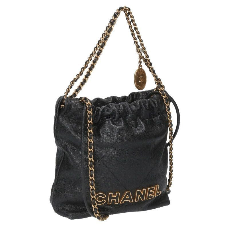 Chanel 22 Mini Cutout Logo Caviar Leather Chain Shoulder Bag