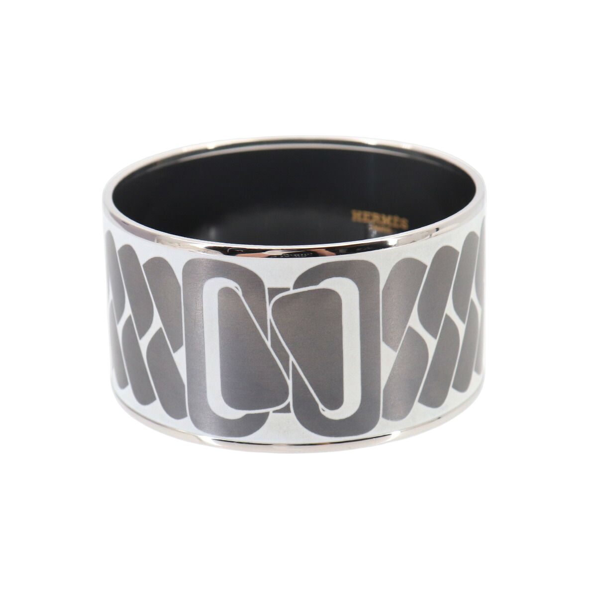 Hermes Enamel TGM Bangle Bracelet White Gray Silver Email TGM