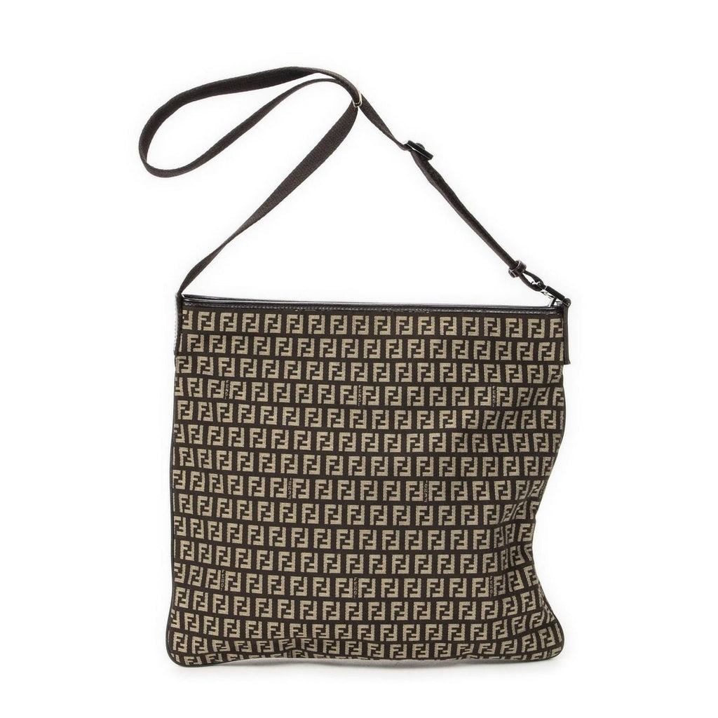 Fendi Square Flat Crossbody Brown Zucchino Canvas