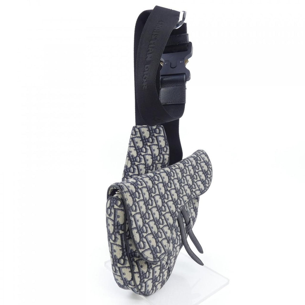 Dior Saddle Blue Jacquard Bag Black Navy Beige — view 2