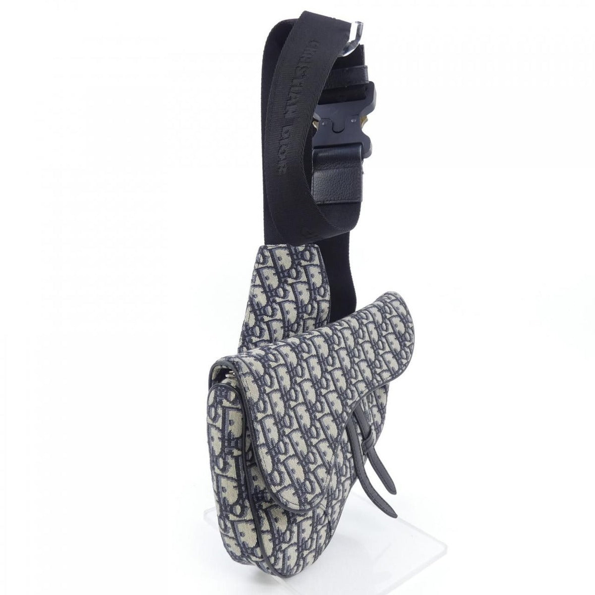 Dior Saddle Blue Jacquard Bag Black Navy Beige — view 2